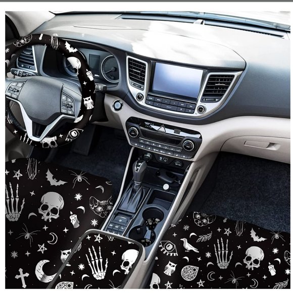 Full 10Pc Gothic Punk Full Interior Car Accessories Set - Picture 2 of 6